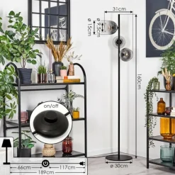 Koyoto Lampadaire Clair, Fumé, 3 lumières