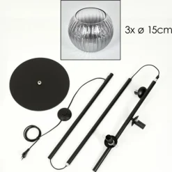 Koyoto Lampadaire Clair, Fumé, 3 lumières