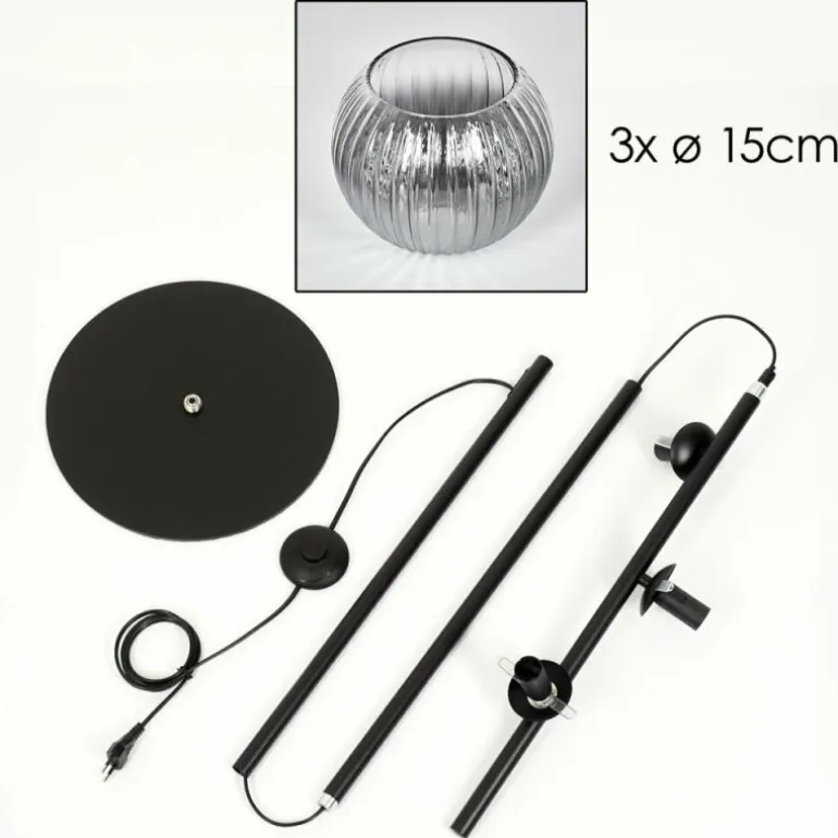 Koyoto Lampadaire Clair, Fumé, 3 lumières