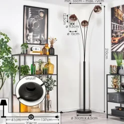 Koyoto Lampadaire Noir, 3 lumières