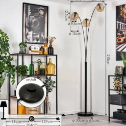 Koyoto Lampadaire Noir, 3 lumières