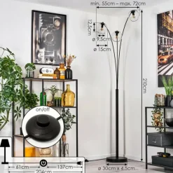 Koyoto Lampadaire Noir, 3 lumières