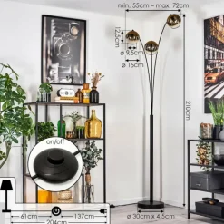 Koyoto Lampadaire Noir, 3 lumières