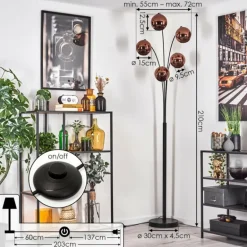 Koyoto Lampadaire Noir, 5 lumières