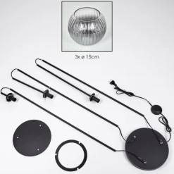 Koyoto Lampadaire Noir, 3 lumières