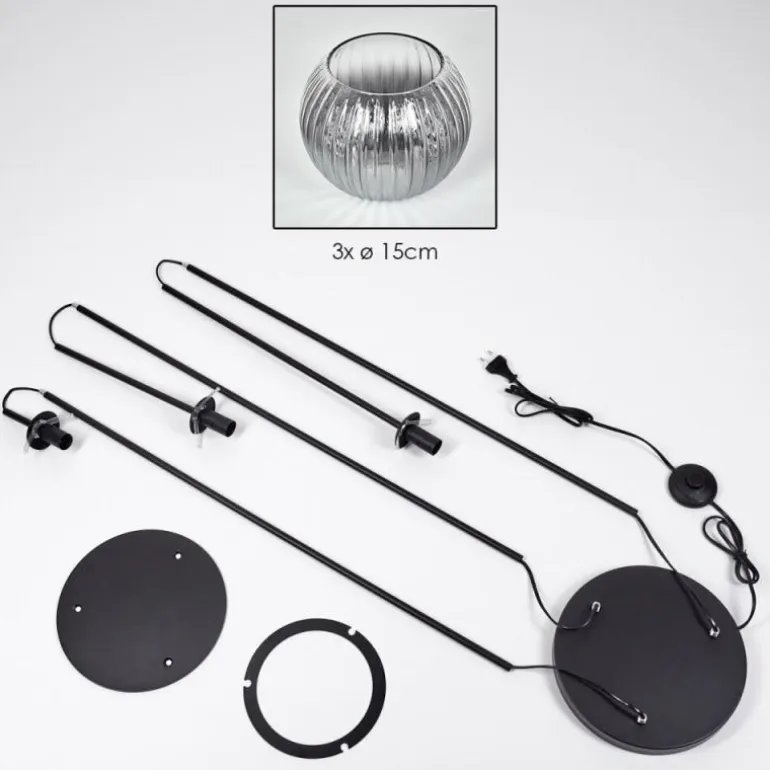 Koyoto Lampadaire Noir, 3 lumières