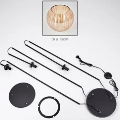 Koyoto Lampadaire Noir, 3 lumières