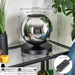 Koyoto Lampe à poser 20 cm Chrome, 1 lumière