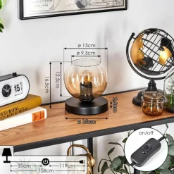Koyoto Lampe à poser 15 cm Noir, 1 lumière
