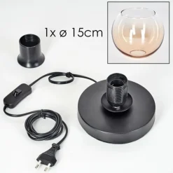 Koyoto Lampe à poser 15 cm Noir, 1 lumière
