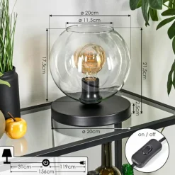 Koyoto Lampe à poser 20 cm Noir, 1 lumière