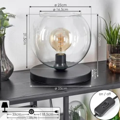 Koyoto Lampe à poser 25 cm Noir, 1 lumière