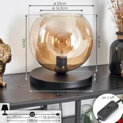 Koyoto Lampe à poser 25 cm Noir, 1 lumière