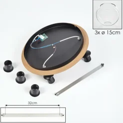 Koyoto Plafonnier, Boule lumineuse 40 cm Brun, Couleur bois, Noir, 3 lumières