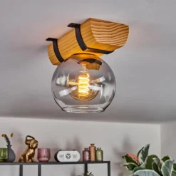 Koyoto Plafonnier, Boule lumineuse Écru, Noir, 1 lumière