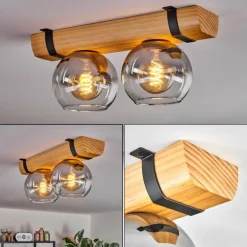 Koyoto Plafonnier, Boule lumineuse Écru, Noir, 2 lumières