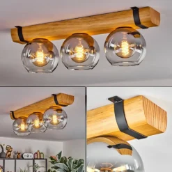 Koyoto Plafonnier, Boule lumineuse Écru, Noir, 3 lumières