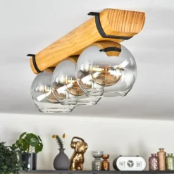 Koyoto Plafonnier, Boule lumineuse Écru, Noir, 3 lumières