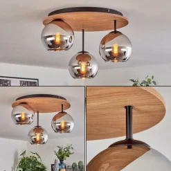 Koyoto Plafonnier, Boule lumineuse Écru, Noir, 3 lumières