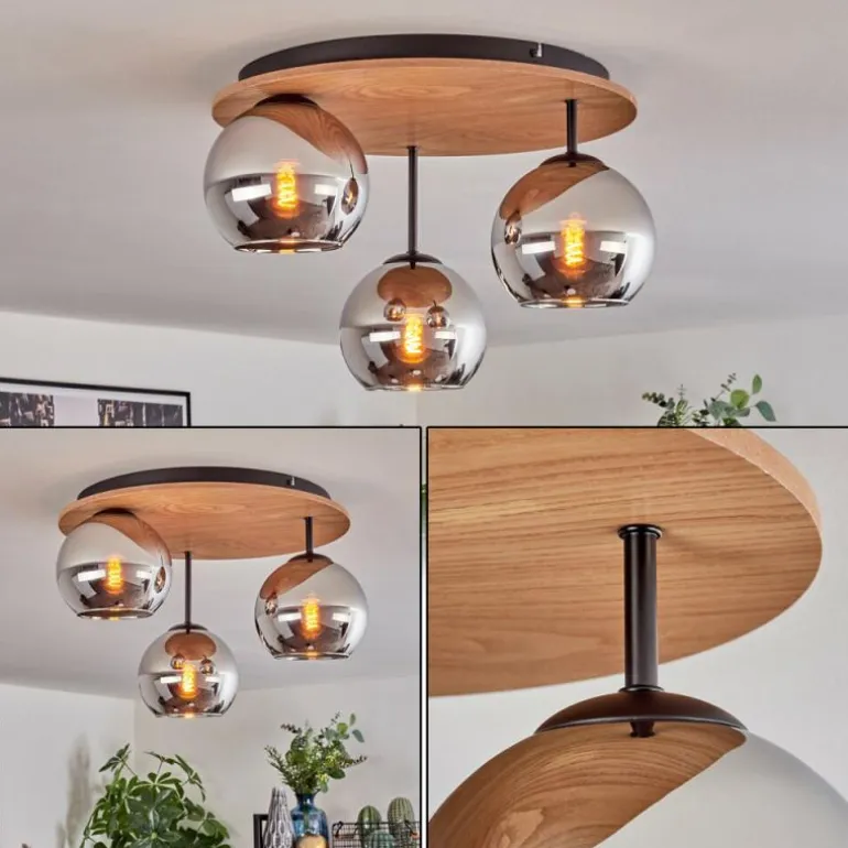 Koyoto Plafonnier, Boule lumineuse Écru, Noir, 3 lumières
