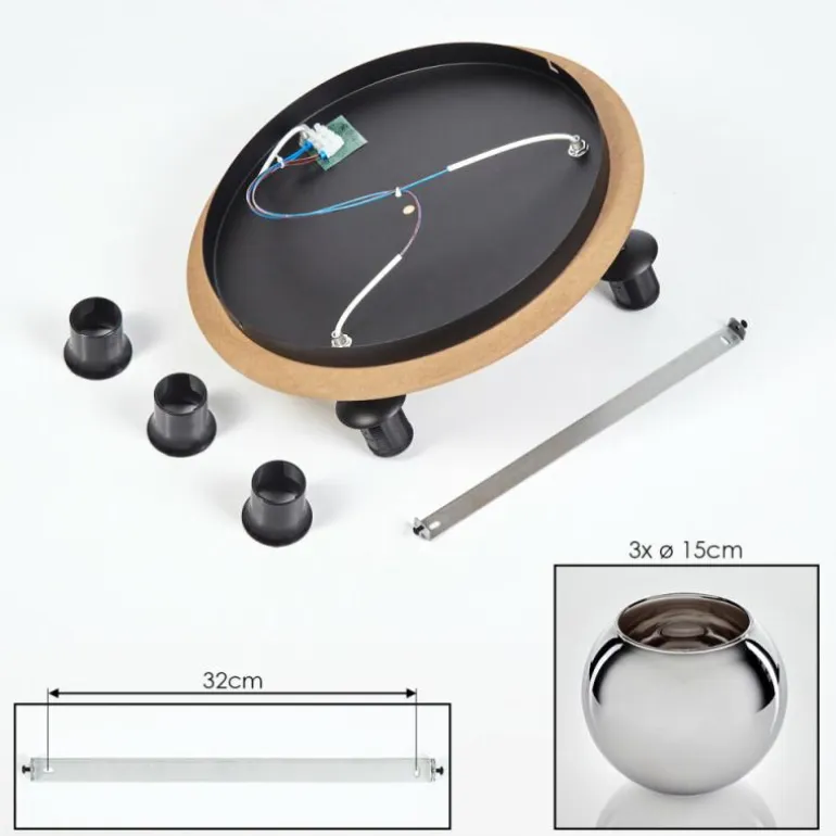 Koyoto Plafonnier, Boule lumineuse Écru, Noir, 3 lumières