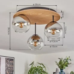 Koyoto Plafonnier, Boule lumineuse Écru, Noir, 3 lumières