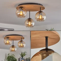Koyoto Plafonnier, Boule lumineuse Écru, Noir, 3 lumières