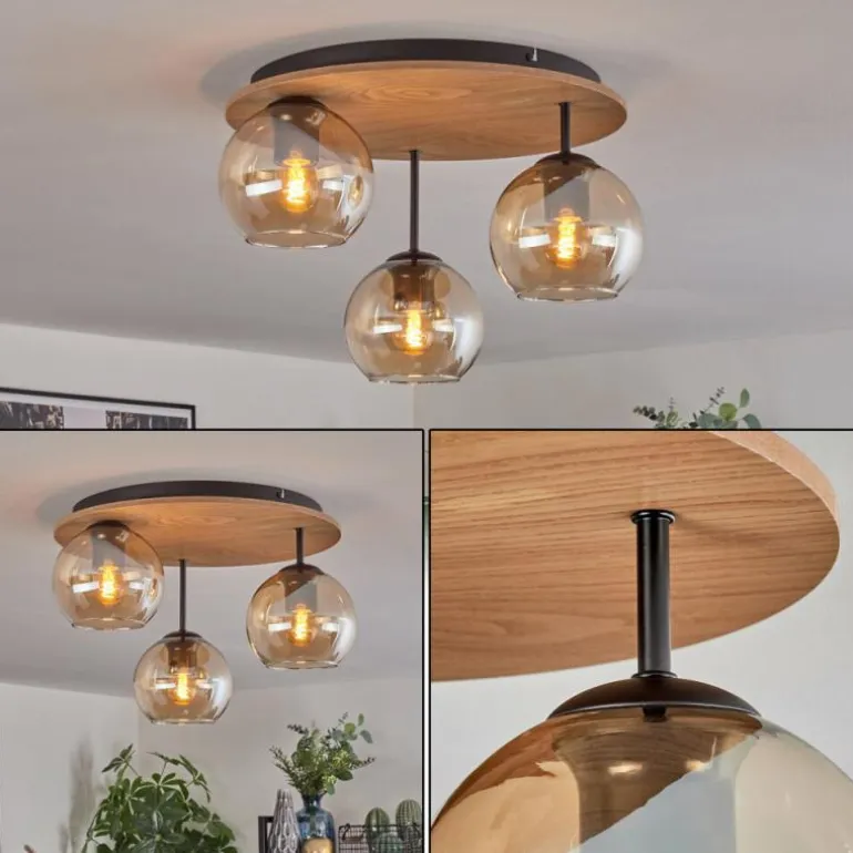 Koyoto Plafonnier, Boule lumineuse Écru, Noir, 3 lumières