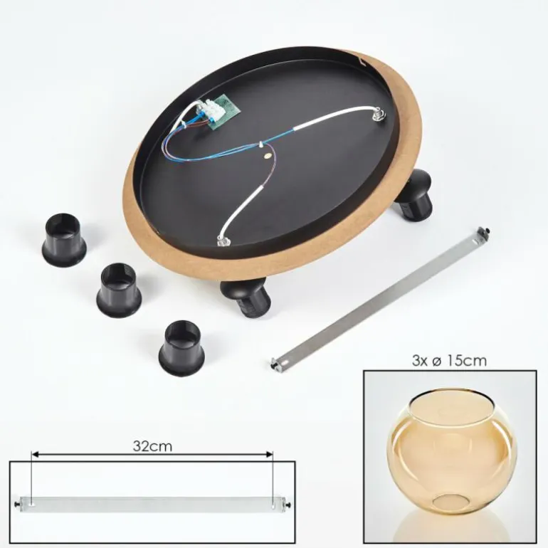 Koyoto Plafonnier, Boule lumineuse Écru, Noir, 3 lumières
