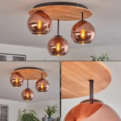 Koyoto Plafonnier, Boule lumineuse Écru, Noir, 3 lumières