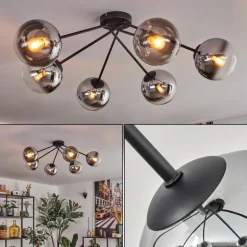 Koyoto Plafonnier, Boule lumineuse 80 cm Clair, Fumé, 6 lumières