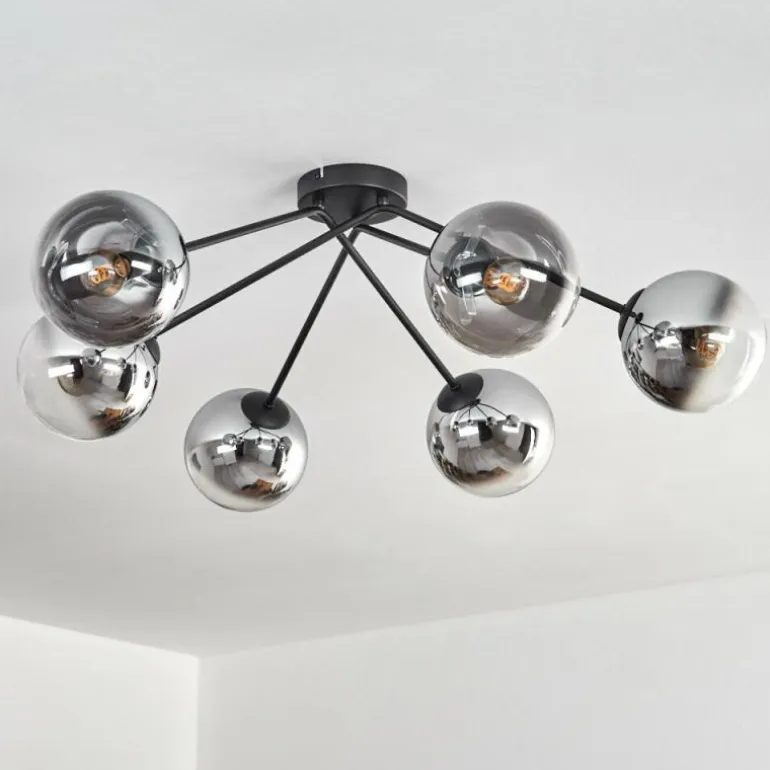 Koyoto Plafonnier, Boule lumineuse 80 cm Clair, Fumé, 6 lumières