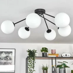 Koyoto Plafonnier, Boule lumineuse 15 cm Blanc, 6 lumières