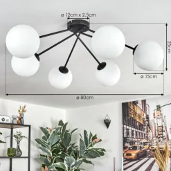 Koyoto Plafonnier, Boule lumineuse 15 cm Blanc, 6 lumières