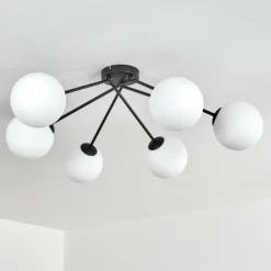 Koyoto Plafonnier, Boule lumineuse 15 cm Blanc, 6 lumières