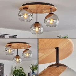 Koyoto Plafonnier, Boule lumineuse 40 cm Écru, Noir, 3 lumières