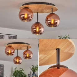 Koyoto Plafonnier, Boule lumineuse 40 cm Écru, Noir, 3 lumières