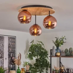 Koyoto Plafonnier, Boule lumineuse 40 cm Écru, Noir, 3 lumières