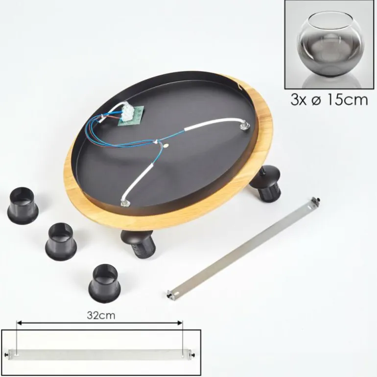 Koyoto Plafonnier, Boule lumineuse 40 cm Écru, Noir, 3 lumières