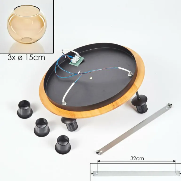 Koyoto Plafonnier, Boule lumineuse 40 cm Écru, Noir, 3 lumières