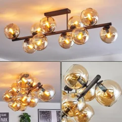 Koyoto Plafonnier, Boule lumineuse Ambre, 10 lumières