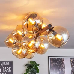 Koyoto Plafonnier, Boule lumineuse Ambre, 10 lumières