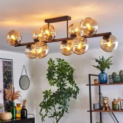 Koyoto Plafonnier, Boule lumineuse Ambre, 10 lumières