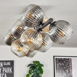 Koyoto Plafonnier, Boule lumineuse Ambre, Clair, Fumé, 10 lumières