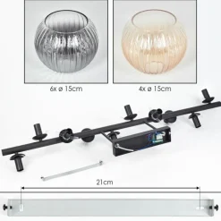 Koyoto Plafonnier, Boule lumineuse Ambre, Clair, Fumé, 10 lumières