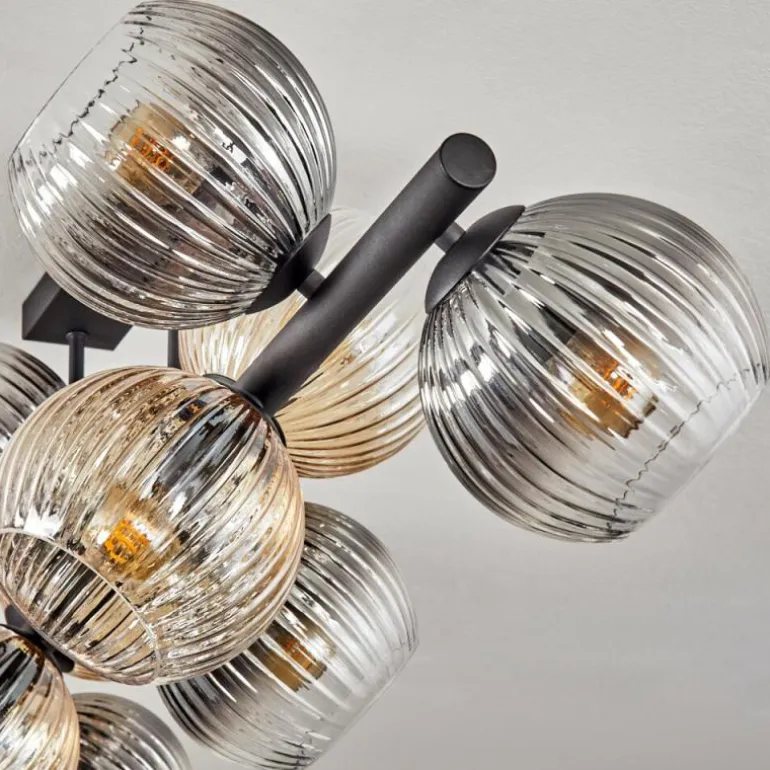 Koyoto Plafonnier, Boule lumineuse Ambre, Clair, Fumé, 10 lumières