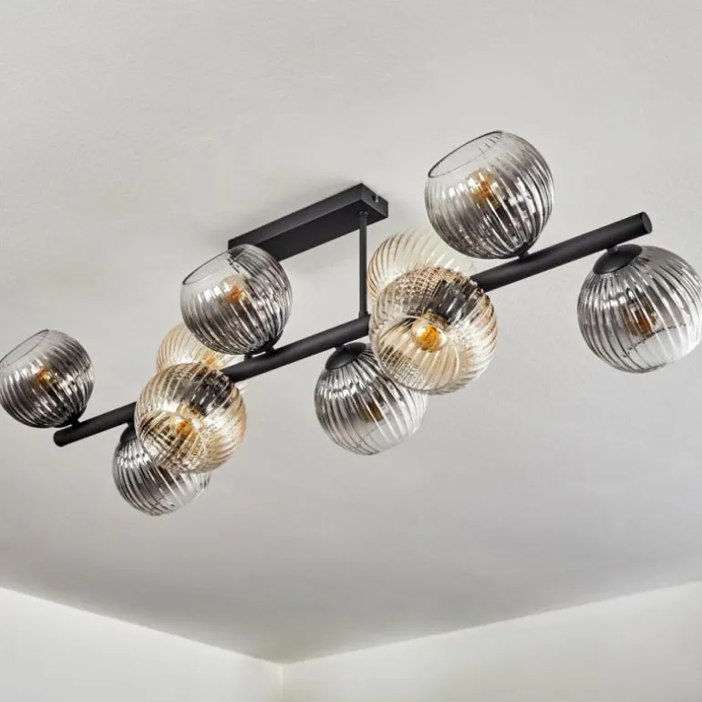 Koyoto Plafonnier, Boule lumineuse Ambre, Clair, Fumé, 10 lumières