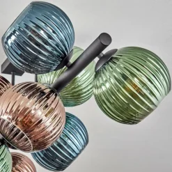 Koyoto Plafonnier, Boule lumineuse Bleu, Vert, Cuivré, 10 lumières