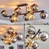 Koyoto Plafonnier, Boule lumineuse Ambre, Chrome, Fumé, 10 lumières