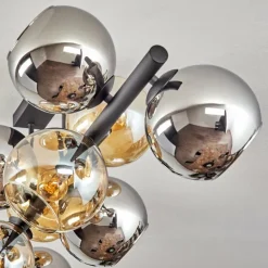 Koyoto Plafonnier, Boule lumineuse Ambre, Chrome, Fumé, 10 lumières